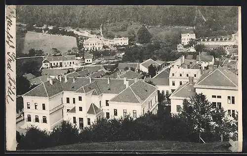 AK Bad Trencsénteplicz fürdö, Ortspartie aus der Vogelschau