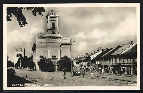 AK Poprad, Námestie s ev. kostolom