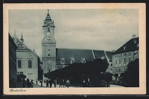 AK Bratislava, Ortspartie mit Uhrturm