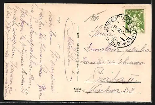 AK Bad Trencianské-Teplice, Uferpartie mit Booten