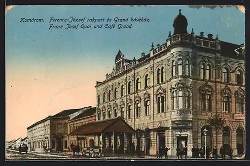 AK Komárom, Franz Josef Quai und Café Grand