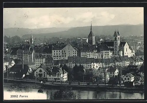 AK Aarau, Ortsansicht aus der Vogelschau