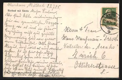 AK Rietbad, Ortsansicht mit Säntis