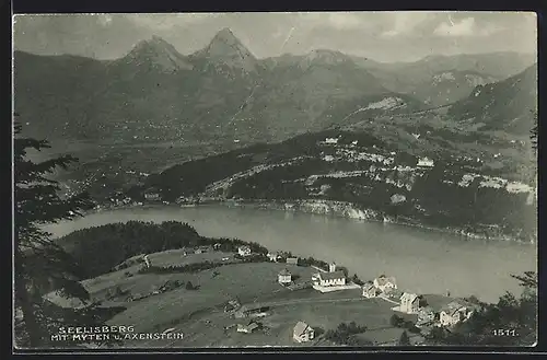 AK Seelisberg, Ortsansicht mit Myten und Axenstein