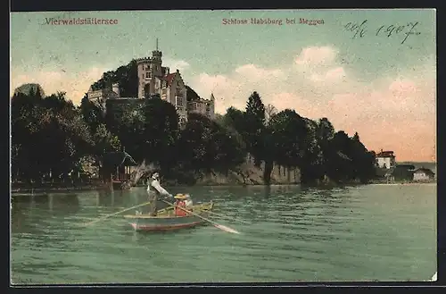 AK Habsburg, Vierwaldstättersee mit Schloss