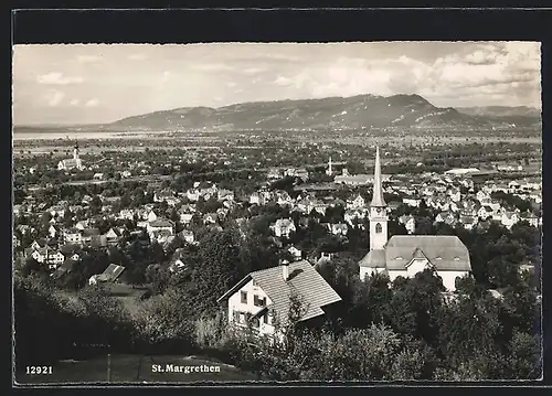 AK St. Margrethen, Gesamtansicht des Ortes mit Kirche