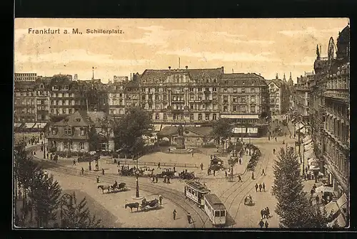 AK Frankfurt a. M., Strassenbahn am Schillerplatz