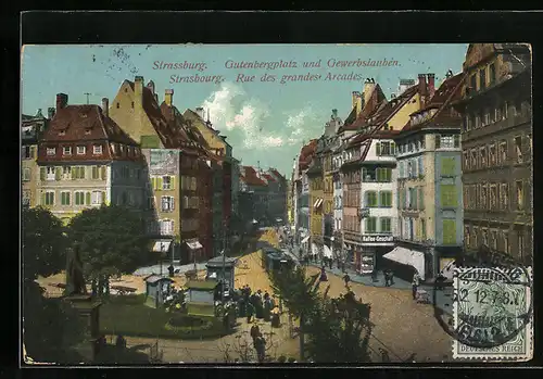 AK Strassburg, Gutenbergplatz und Gewerbslauben