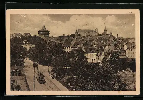 AK Nürnberg, Hallertor mit Strassenbahn
