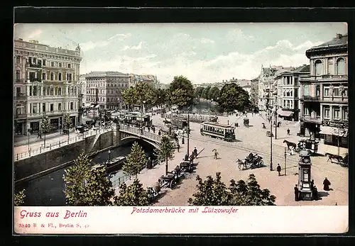 AK Berlin-Tiergarten, Ansicht der Potsdamerbrücke, Strassenbahn