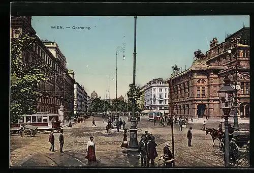 AK Wien, Opernring mit Strassenbahn