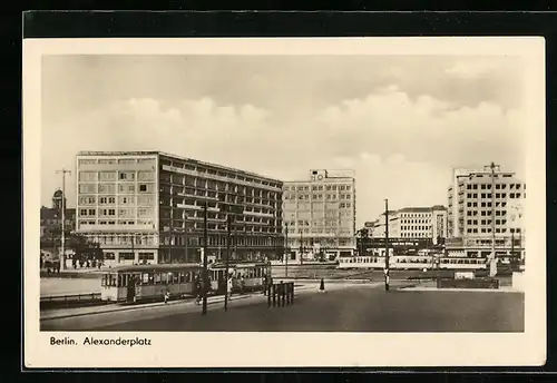 AK Berlin, Alexanderplatz mit Strassenbahn