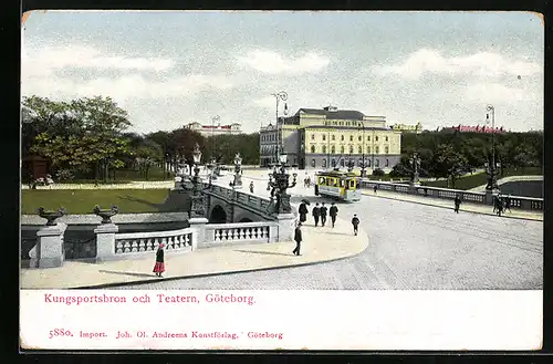 AK Göteborg, Kungsportbron och Teatern, Strassenbahn