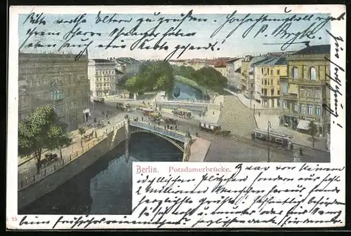 AK Berlin, Potsdamerbrücke mit Strassenbahn