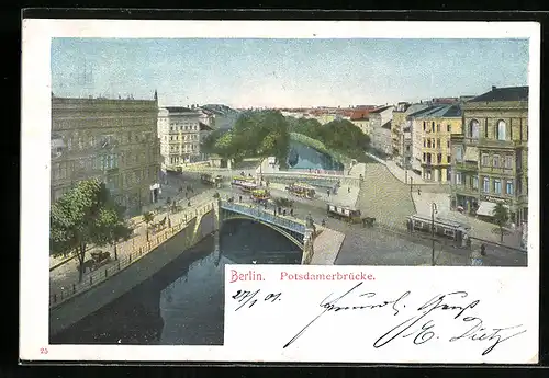 AK Berlin, Potsdamerbrücke mit Strassenbahn