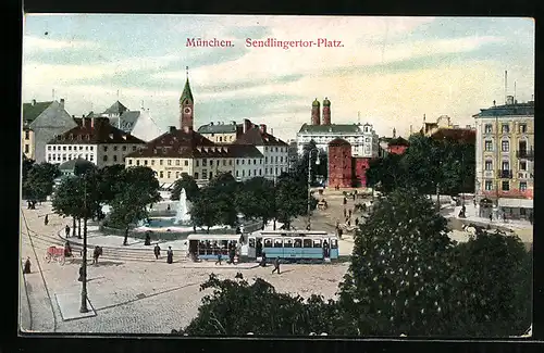 AK München, Sendlingertor-Platz, Strassenbahn