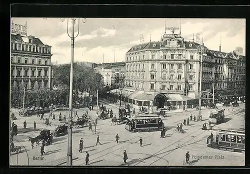 AK Berlin, Potsdamer Platz mit Strassenbahn