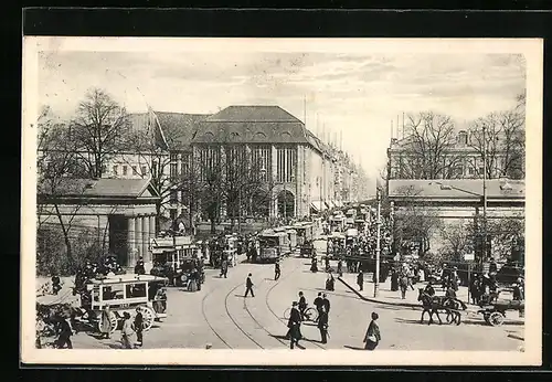 AK Berlin, Potsdamer Platz mit Strassenbahn
