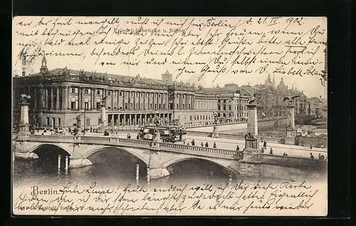AK Berlin, Friedrichsbrücke und Börse mit Strassenbahn