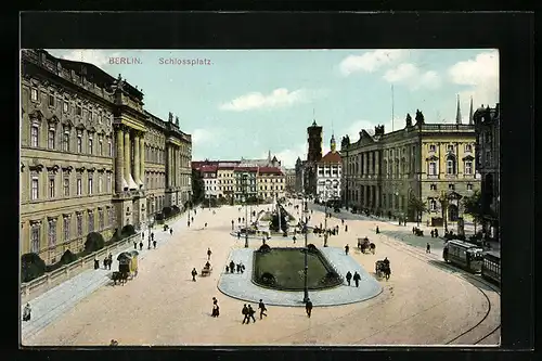 AK Berlin, Schlossplatz mit Strassenbahn