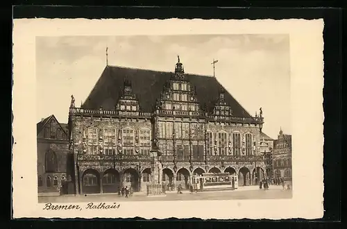AK Bremen, Rathaus mit Strassenbahn