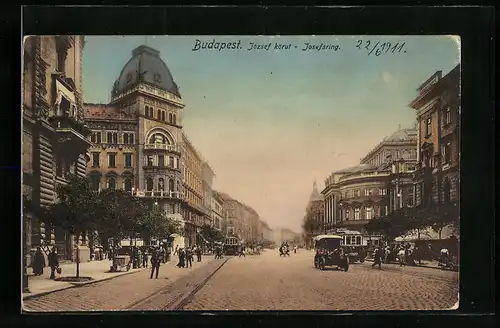 AK Budapest, Josefsring mit Strassenbahn