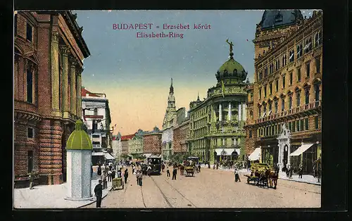 AK Budapest, Elisabeth-Ring mit Strassenbahn