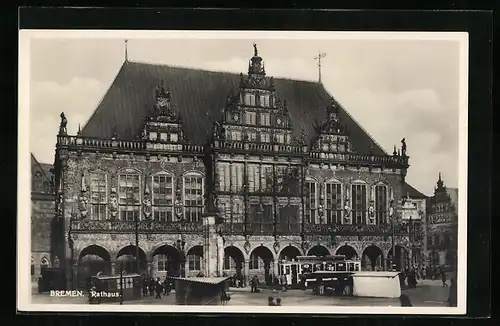 AK Bremen, Rathaus mit Strassenbahn