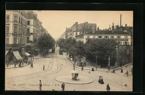 AK Lyon, Cours de Liberte, Strassenbahn