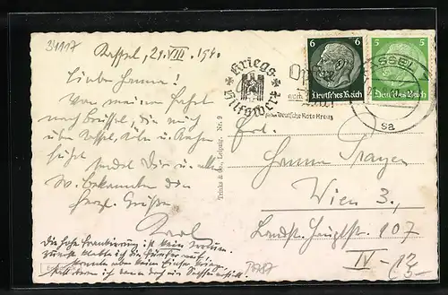 AK Kassel, Rathaus mit Strassenbahn