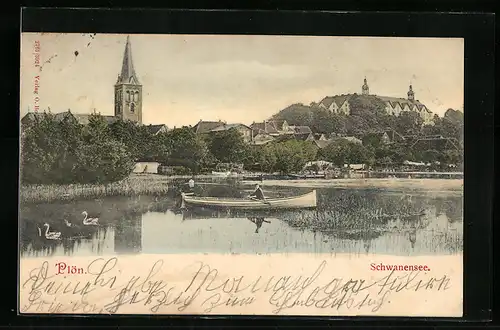 AK Plön, Schwanensee mit Ruderboot