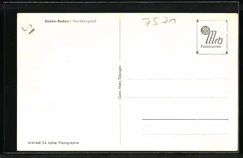 AK Baden-Baden, Hardbergbad mit Badegästen