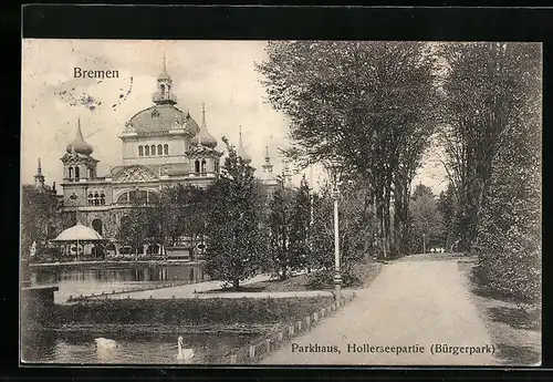AK Bremen, Bürgerpark, Parkhaus, Hollerseepartie
