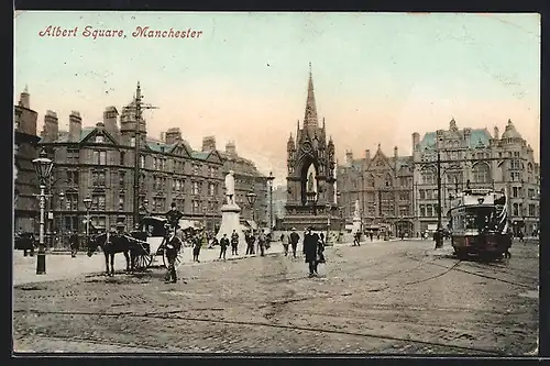 AK Manchester, Albert Square, Strassenbahn