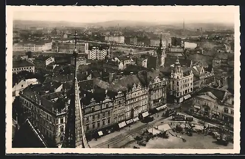 AK Pilsen, Teilansicht mit Strassenbahn