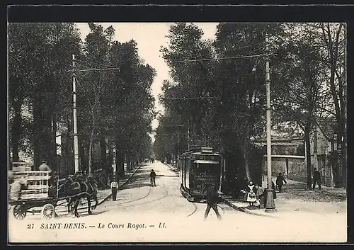 AK Saint Denis, Le Cours Ragot, Strassenbahn