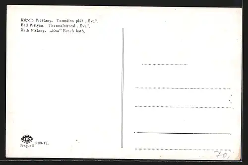 AK Piestany, Thermalstrand Eva mit Springbrunnen