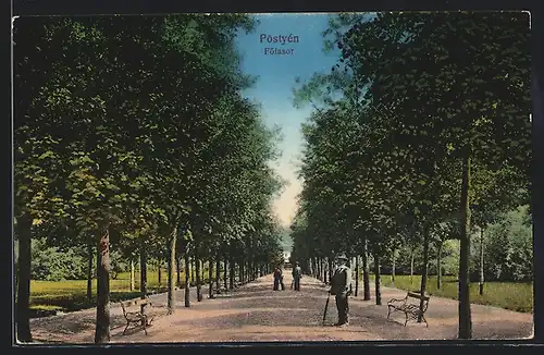 AK Piestany, Parkallee mit Gästen