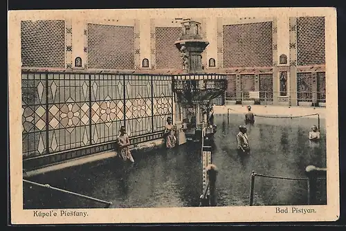AK Piestany, Thermalbad mit Badegästen