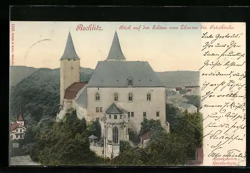 AK Rochlitz, Blick auf das Schloss von der Petrikirche