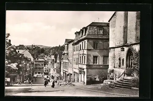 AK Pössneck /Thüringen, Markt mit Schuhgasse