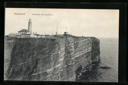 AK Helgoland, Westküste mit Leuchtturm