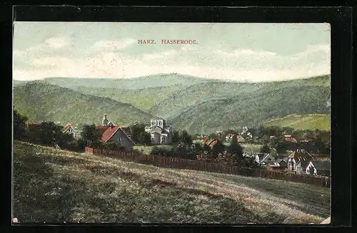 AK Hasserode /Harz, Ortsansicht mit Umgebung