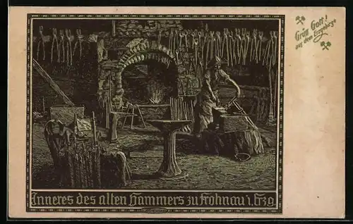 AK Frohnau /Erzgebirge, Der alte Hammer zu Frohnau mit Gasthaus Hammerschänke