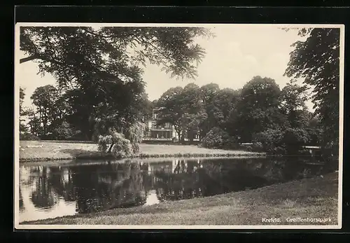 AK Krefeld, Greiffenhorstpark mit Wasser
