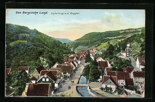 AK Unterburg a. d. Wupper, Teilansicht mit Bergen