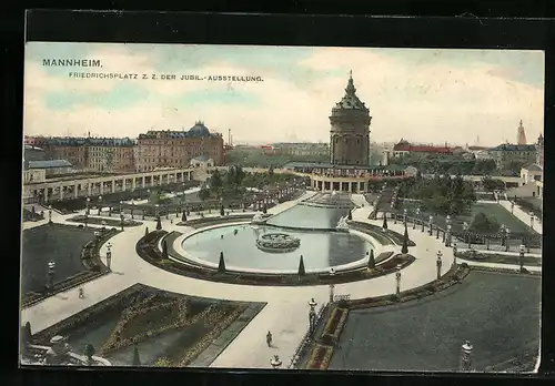 AK Mannheim, Friedrichsplatz z. Z. der Jubil.-Ausstellung