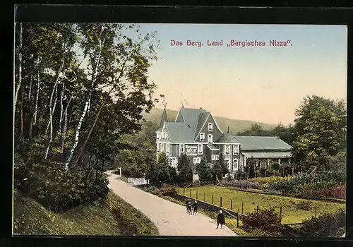 AK Bergisch Nizza, Gasthaus mit Spaziergängern