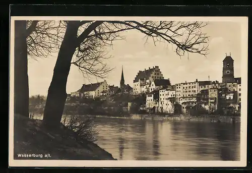 AK Wasserburg a. I., Blick auf dei Stadt vom Fluss