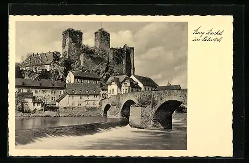 AK Runkel, Burg Runkel im Lahntal, Burgansicht vom Fluss